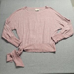 Saturday Sunday Sweater Womens Small Pink Payton Brushed Fleece Side Tie Top
